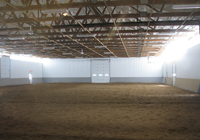 interior shot of empty horse stable